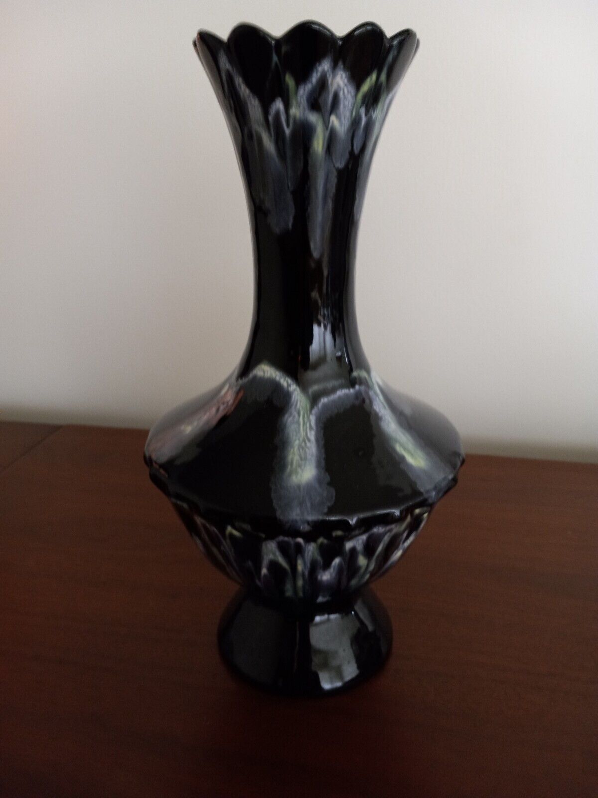 Vintage Black And White Vase. 15" Tall