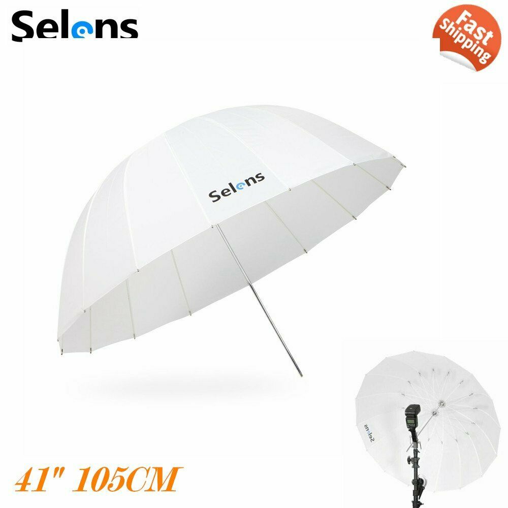 Selens White Diffusion 105cm Parabolic Reflective Umbrella 16 Ribs Photography