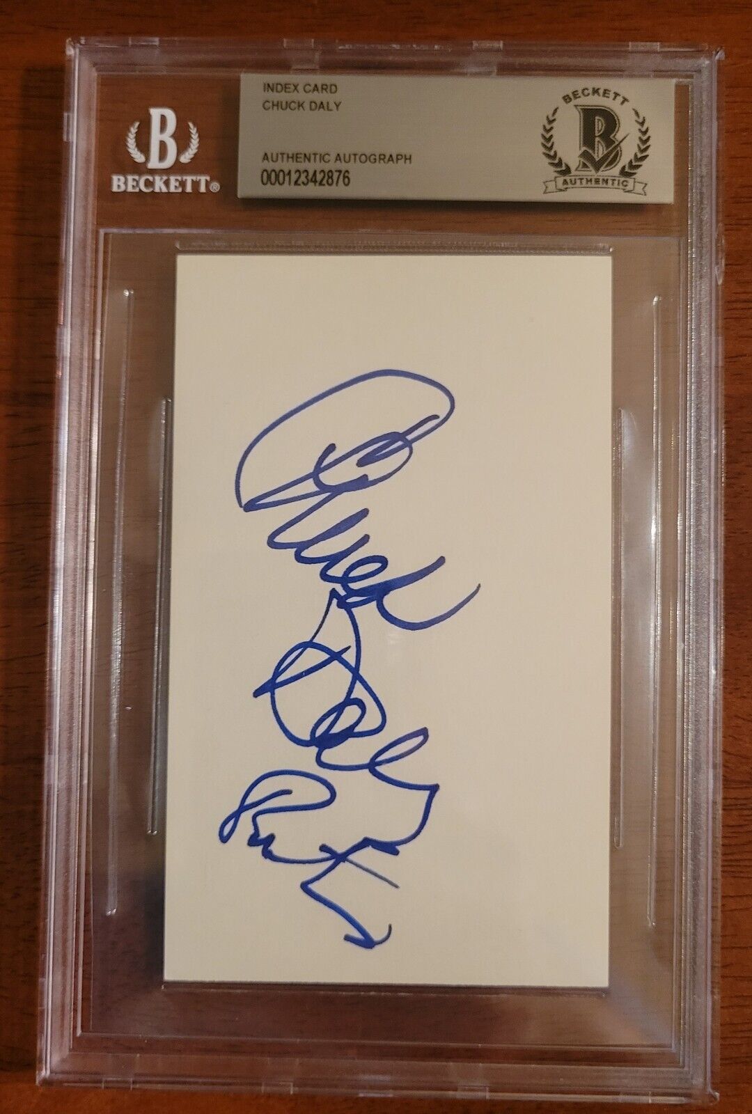 Chuck Daly Full Signed 3x5 Index Card Beckett Encapsulated Usa Detroit Pistons