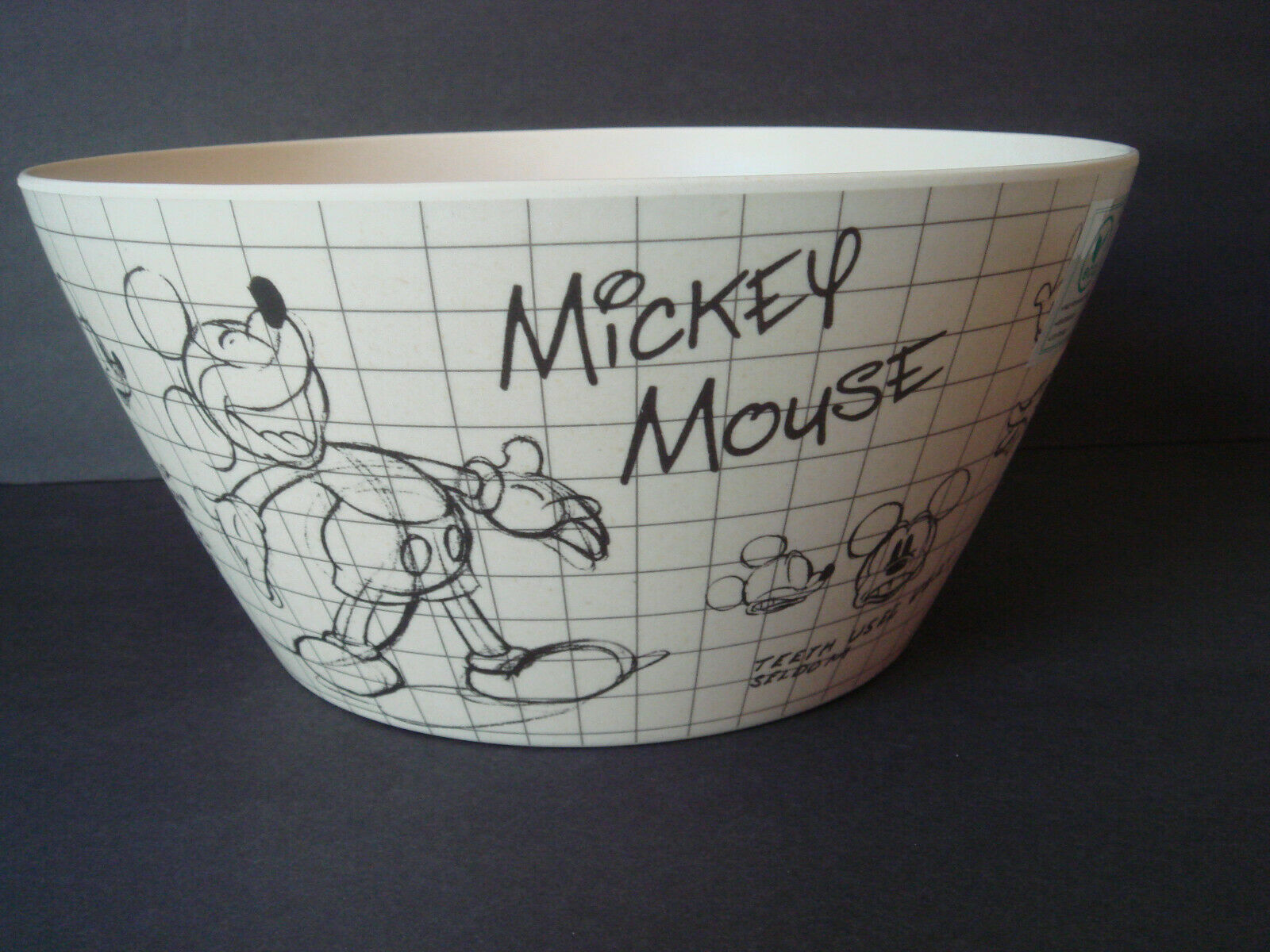 New Disney Sketch Serving Bowl Bamboo  Mickey Mouse 10"