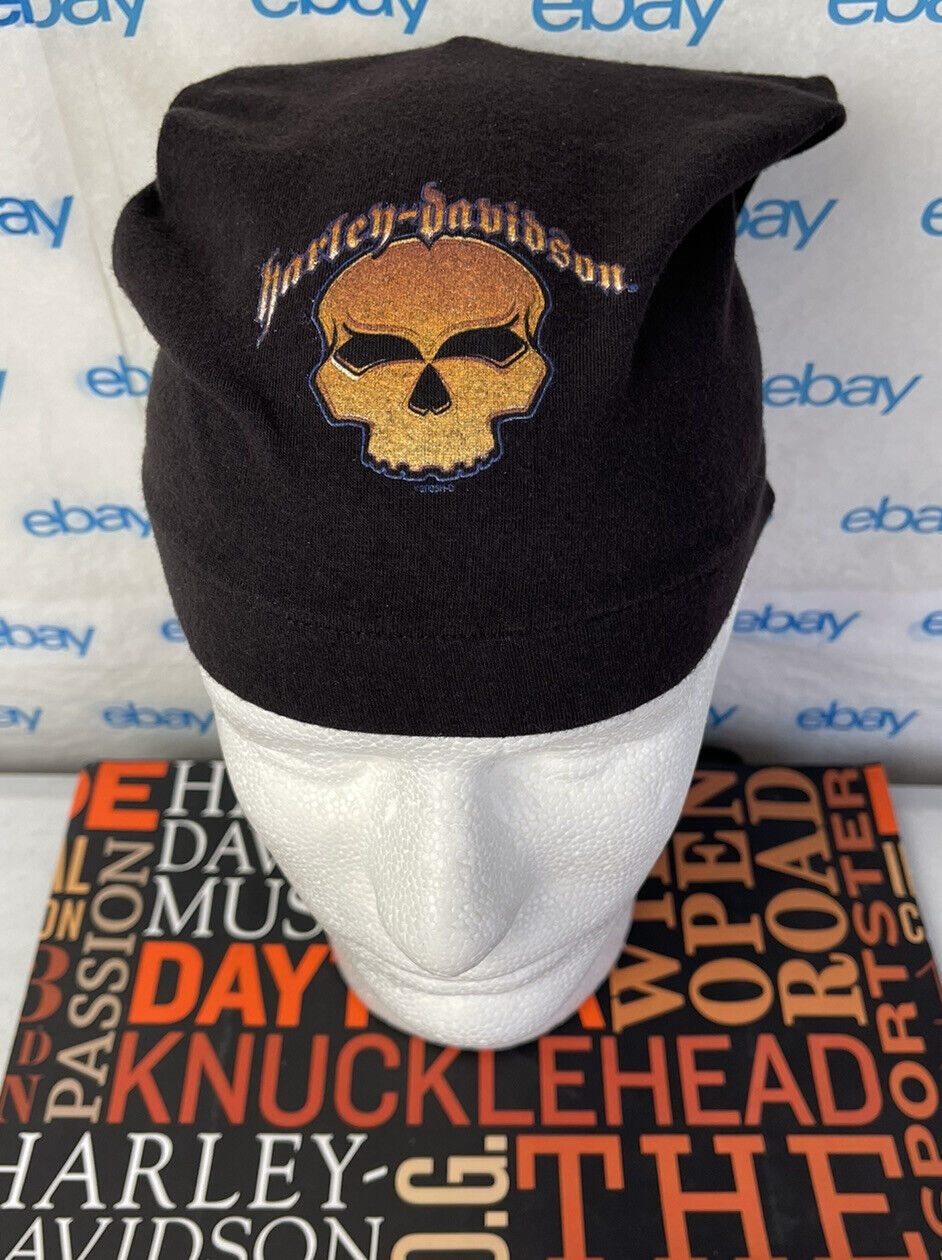 Vintage Harley Davidson Willie G Skull Holoubek Head Wrap Do Rag Beanie Hat Cap
