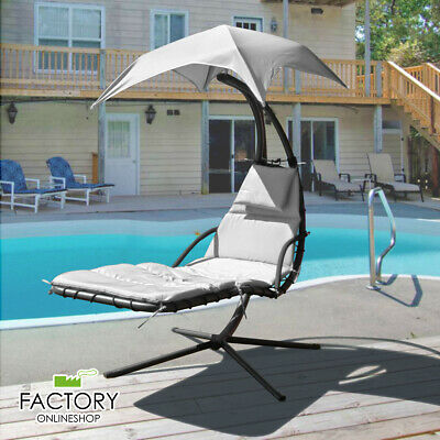 Hanging Chaise Lounger Chair Arc Stand Swing Hammock Chair Air Porch Canopy