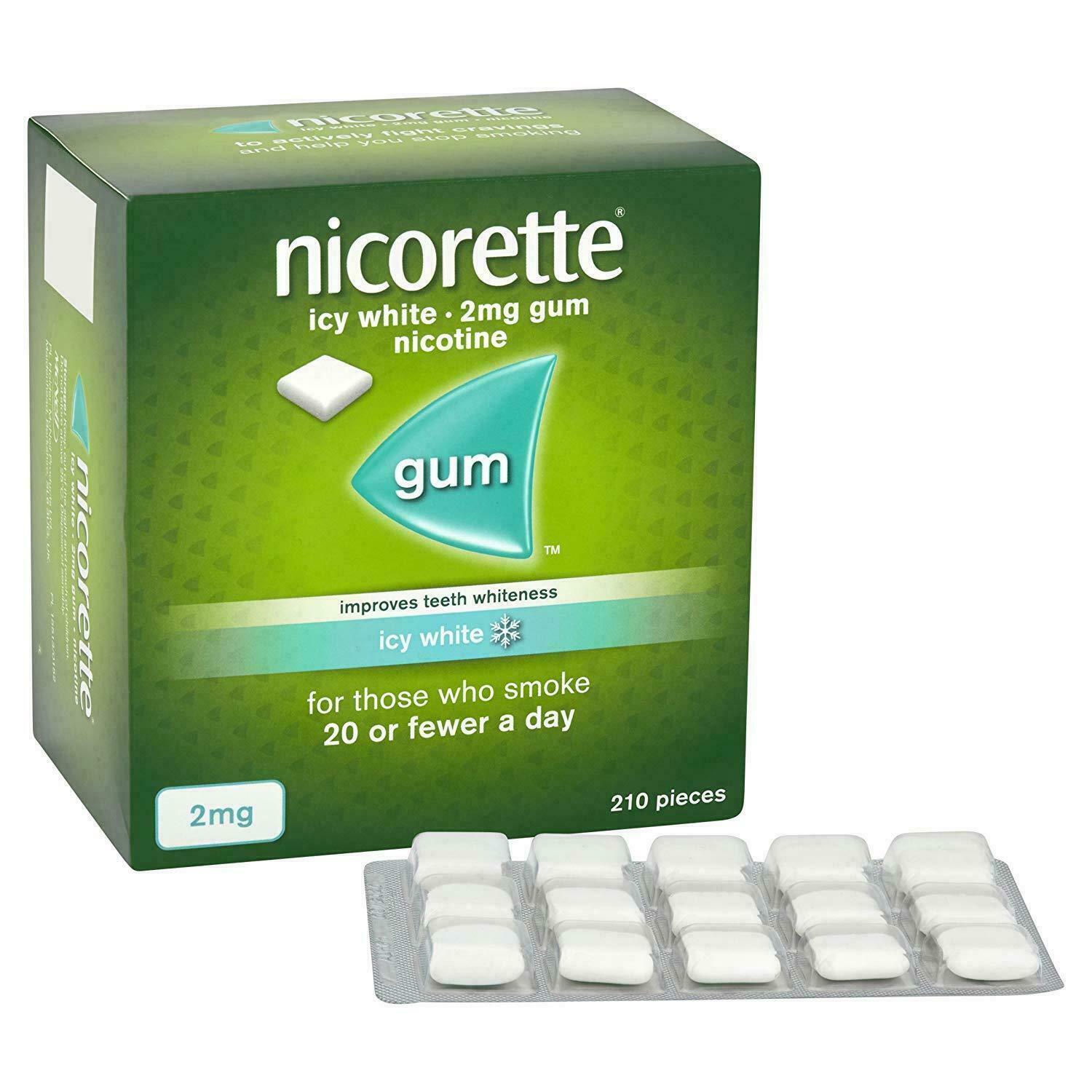 Nicorette Icy White Gum 2mg 210 Pieces-fast Ship From Usa Expire Date 2021