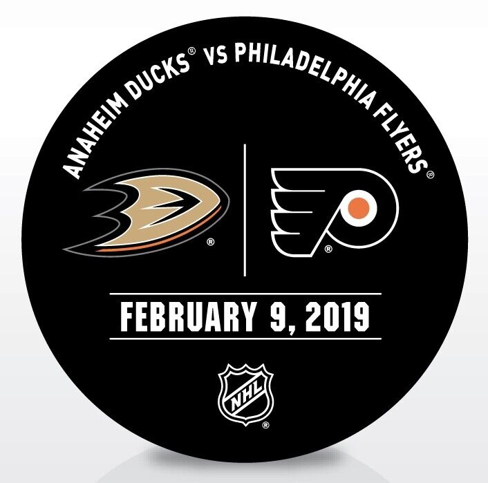 Philadelphia Flyers Issued Unused Warm Up Puck 2/9/19 Vs Anaheim Ducks