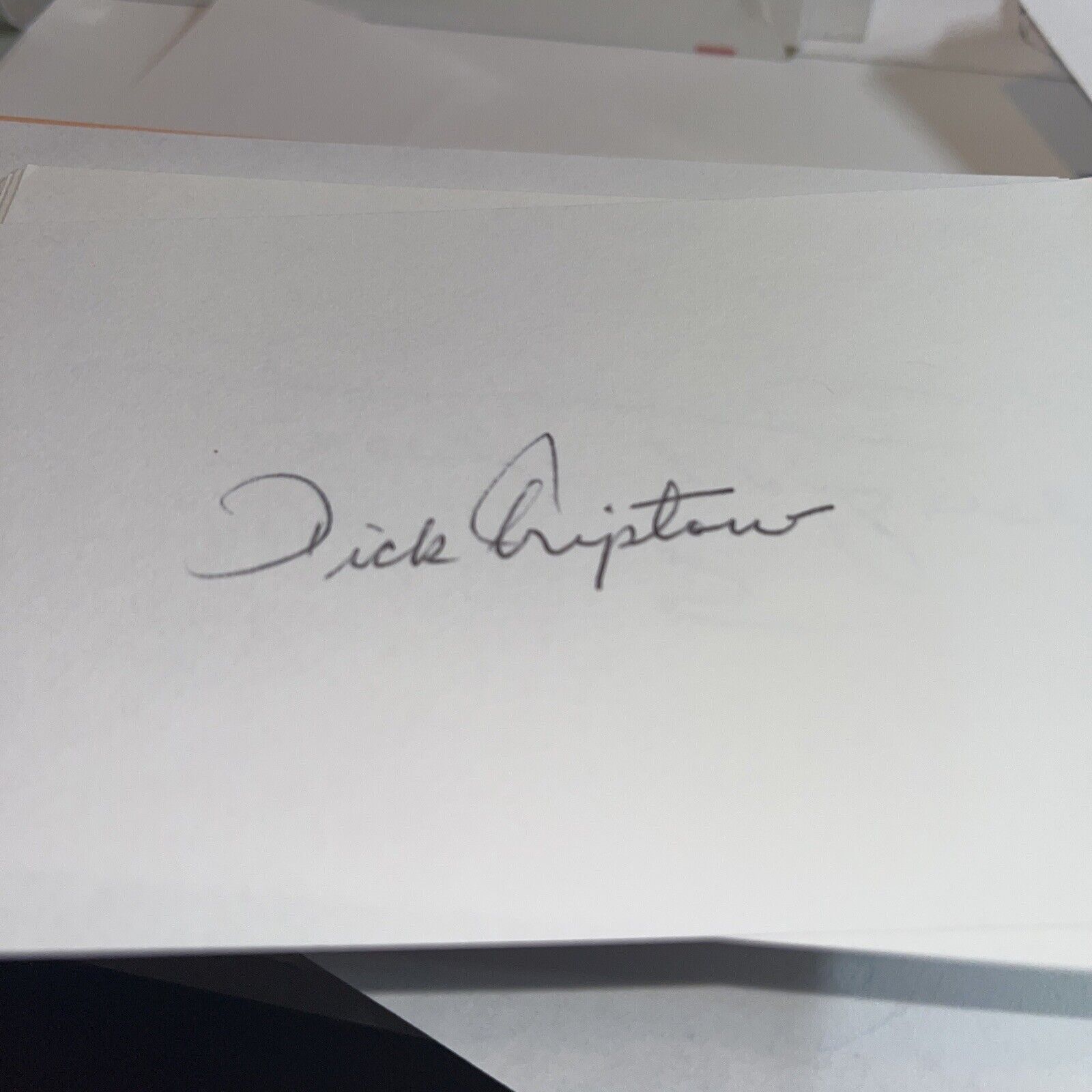 Dick Triptow Signed 3x5 Index Card