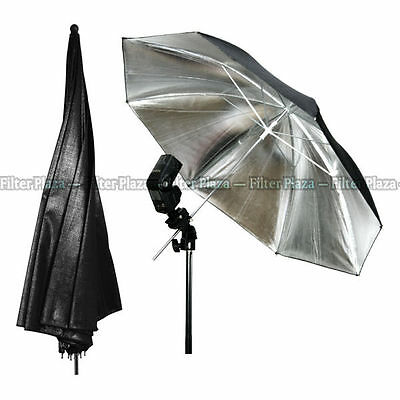 33'' Studio Flash Light Reflector Black Silver Umbrella