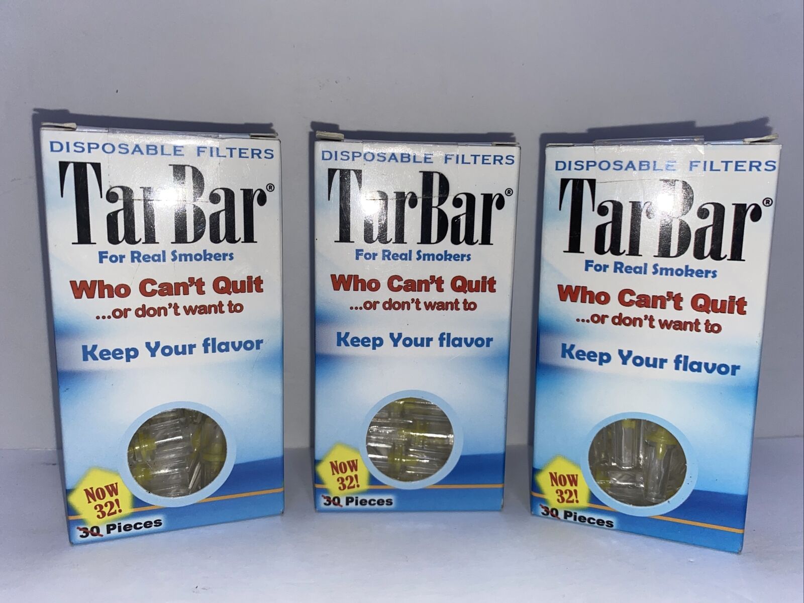 3 Pk / Tar Bar Disposable Cigarette Filter / 32 Per Pack = 96 Filters / Smoking