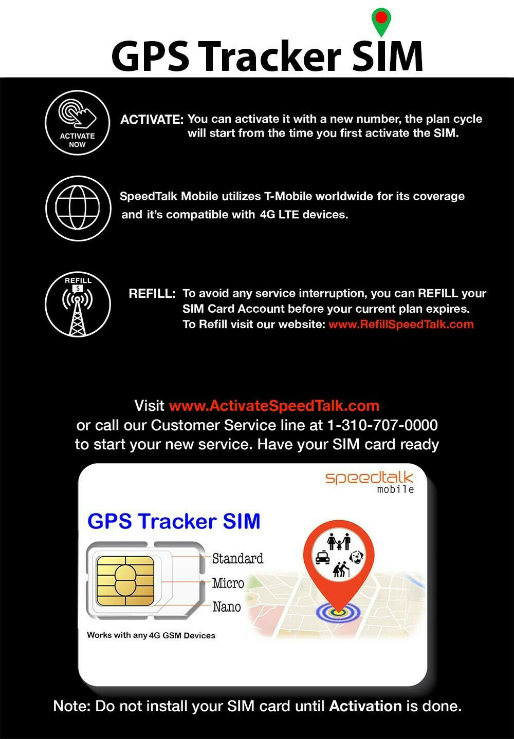 Gps Tracker Sim Card 3-in-1 - No Contract For  4g Devices - Global Coverage