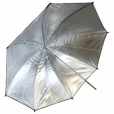 New 43" Inch 110cm Black And Silver Photo Studio Reflective Umbrella Us Seller
