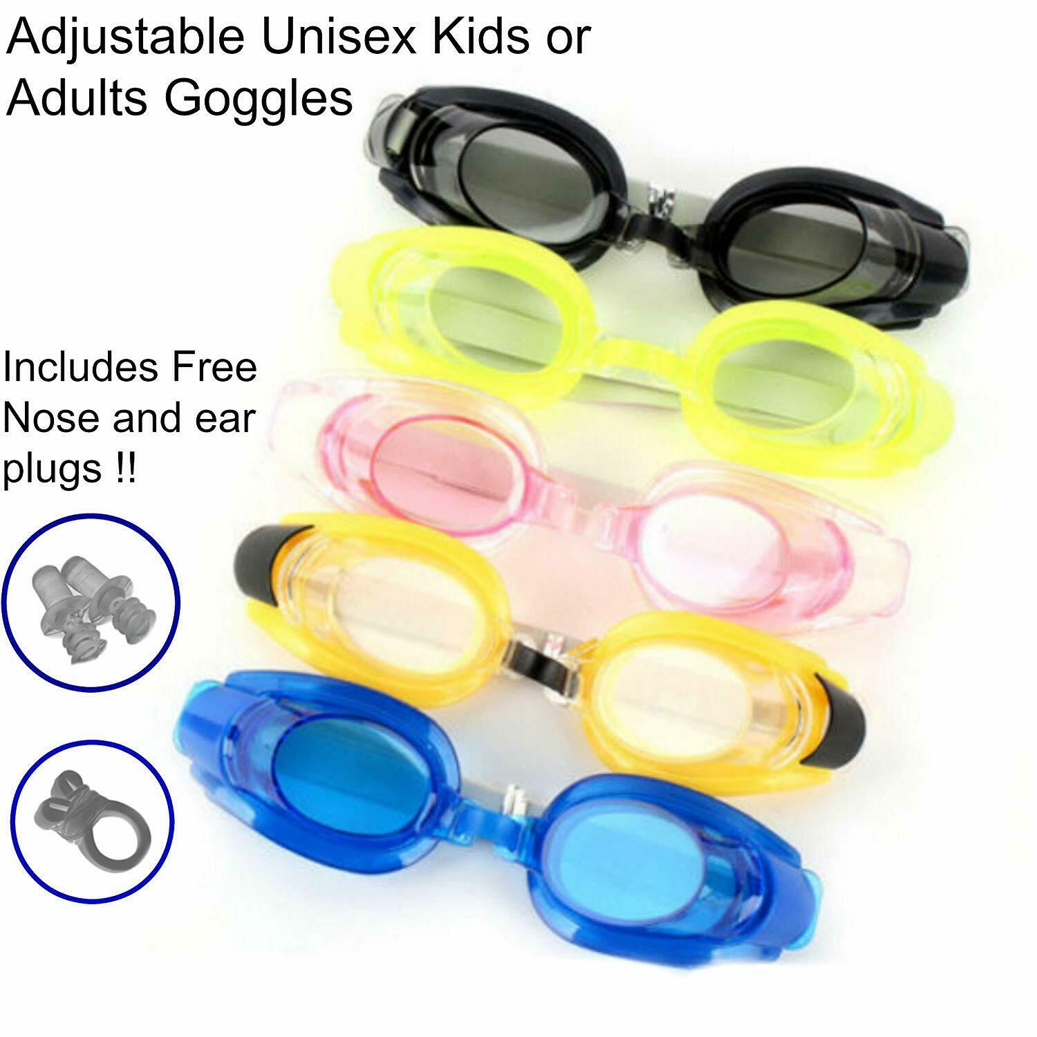 Anti Fog Uv Adjustable Swimming Goggles With Nose + Ear Plug For Adults Kids