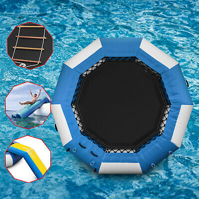 Inflatable Water Trampoline 10/13/17ft Floating Island Lake Raft Bouncer Anchor