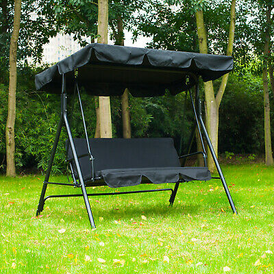 Porch Swing Hammock Bench Lounge Chair Steel 3-seat Padded Outdoor W/canopy