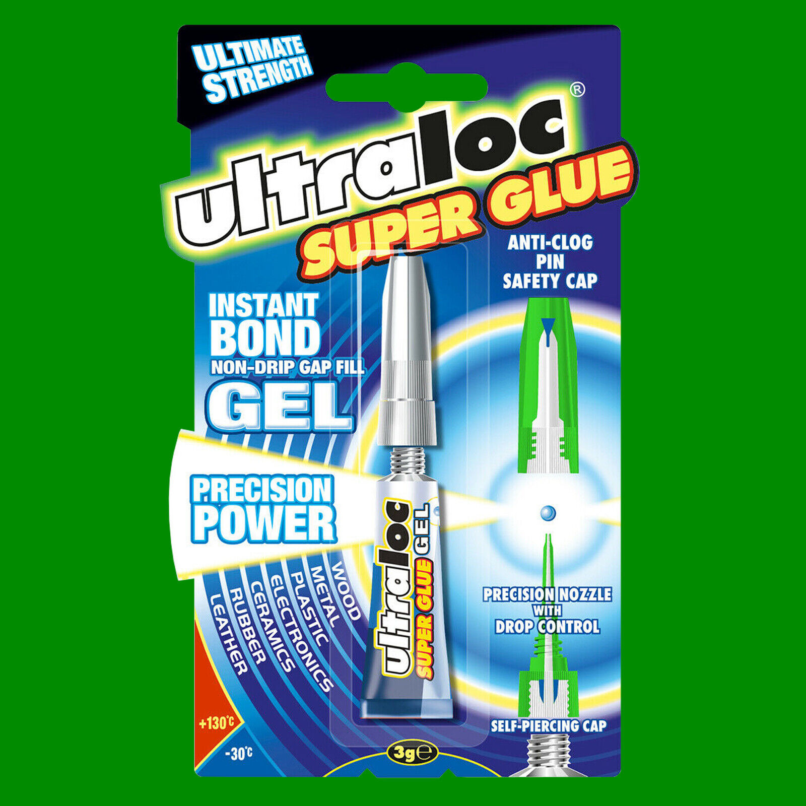 Ultraloc Super Glue Gel, Precision Nozzle Drop Control, Ultimate Strength, 3g