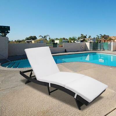 Adjustable Pool Chaise Lounge Chair Patio Furniture Pe Wicker W/cushion S Style