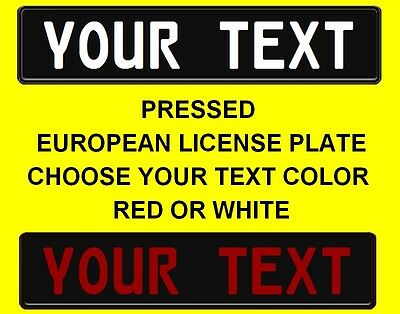 Customized Custom Text Red Or White European Union Euro License Plate Tag Black