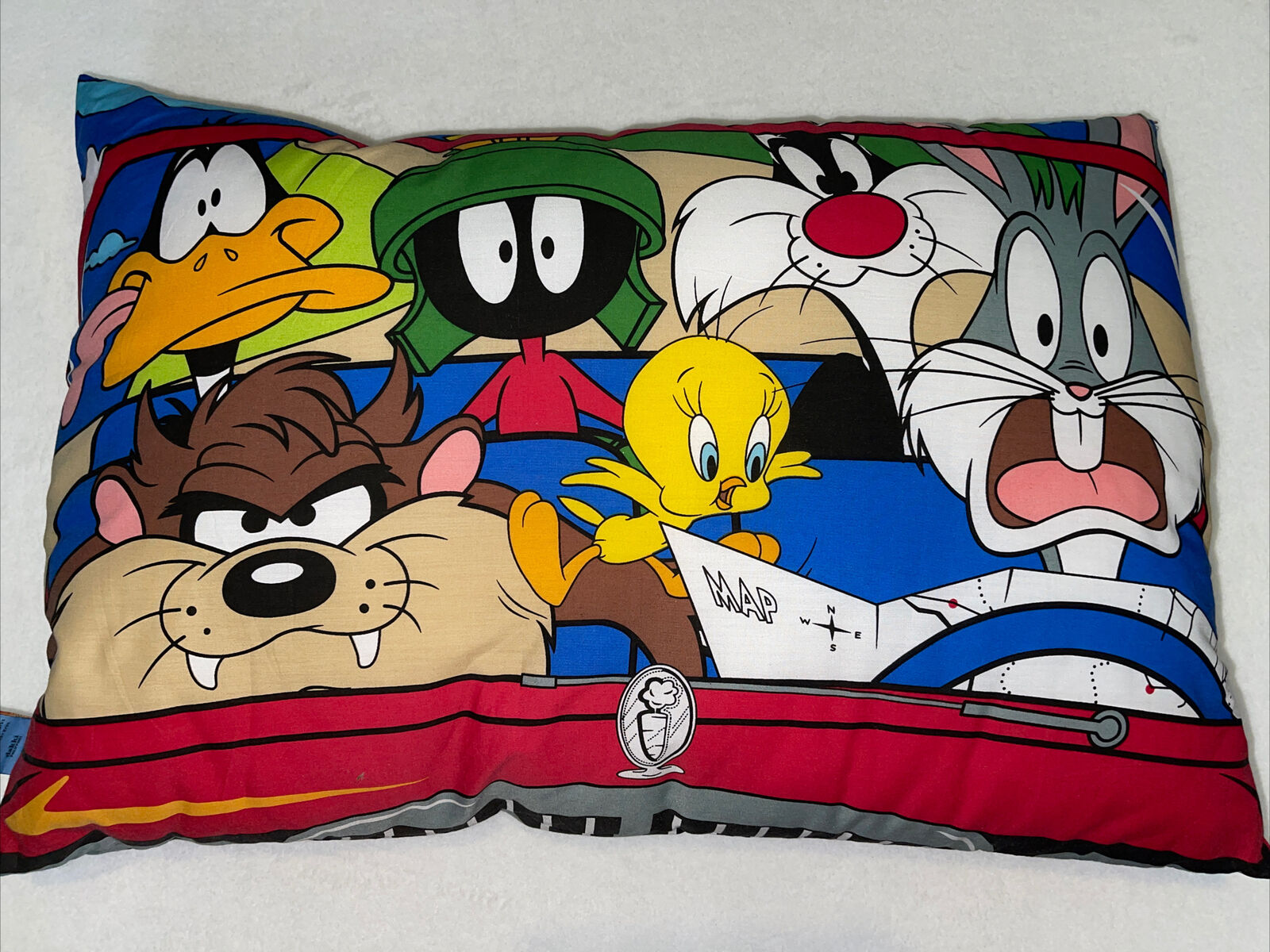 Vintage 90’s Warner Bros Looney Tunes Throw Pillows  -taz Bugs Daffy 26” X 18”