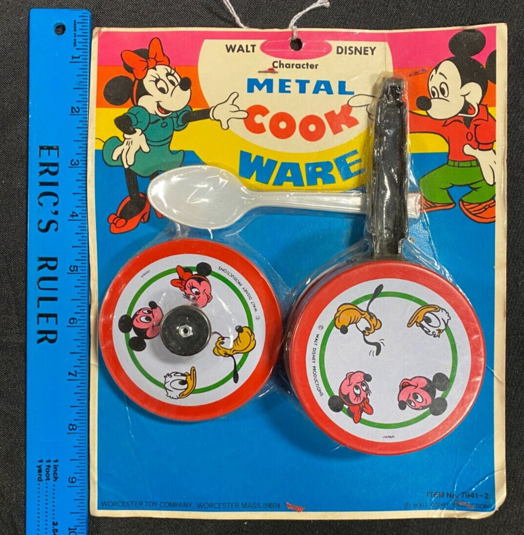 Vtg 1970s' Worcester Toys Disney Mickey Mouse Metal Cook Ware New Sealed (nm)
