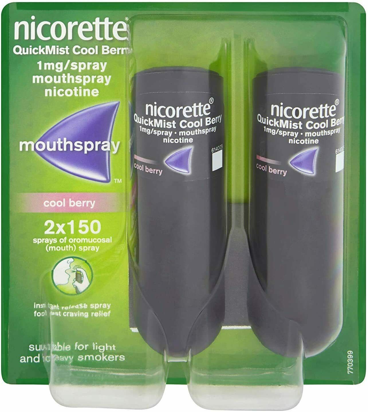 Nicorette Quickmist Duo, 2 X 150 Sprays   "cool Berry "    "ships Fast From Usa"