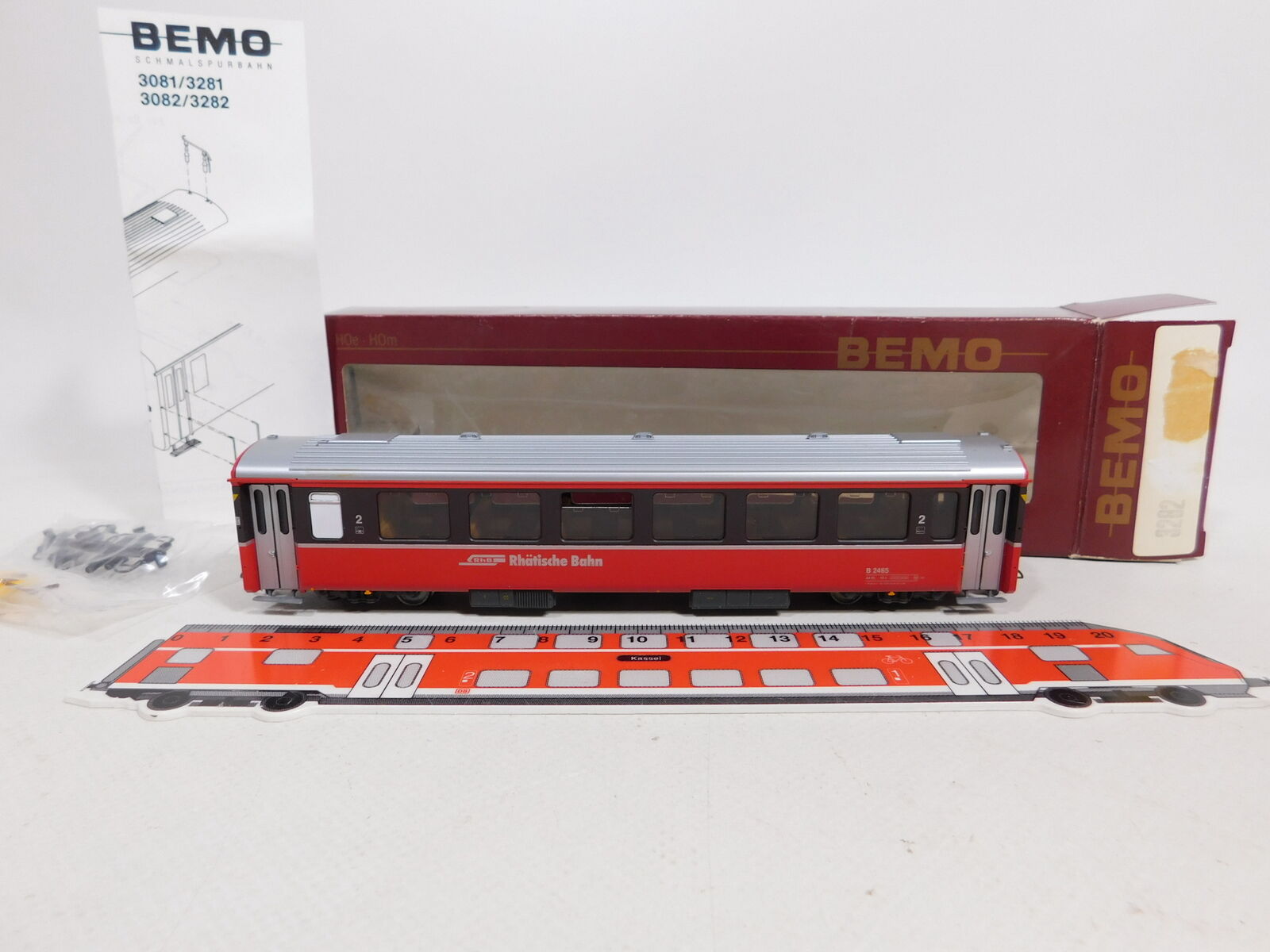 Cu703-0, 5 # Bemo H0m/dc 3282 105 Passenger Car 2. Class B 2465 Rhb , Mint +box