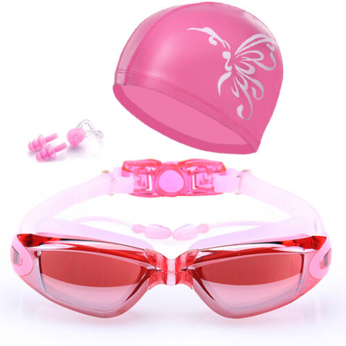 Women Swimming Goggles Anti-fog Swim Glasses Uv Protection With Nose Clip Cap Us