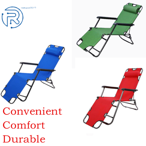 Folding Reclining Beach Sun Patio Chaise Lounge Chair Outdoor Pool Lawn Lounger