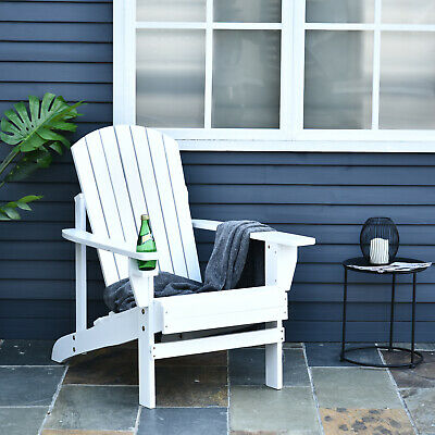 Outdoor Patio Wooden Adirondack Chair Lounge W/cup Holder Deck Garden Furniture