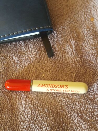 Vintage Amundson's Men's Clothing Store-advertising/small Lighter Red & Offwhite