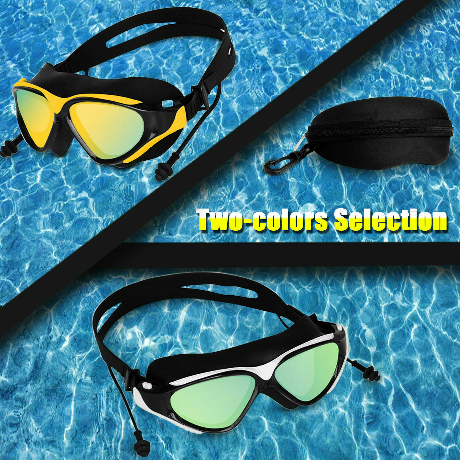 Adult Mirror Swimming Goggles Anti-fog Uv Protection Swim Glasses With Ear Plug
