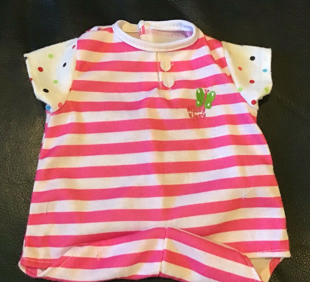 Berenguer Missy Kissy 15" Doll Clothes  Pink And White Striped Romper Euc