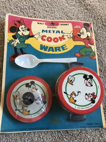 Vintage Walt Disney Character Metal Cookware Set By Worcester Toy Company