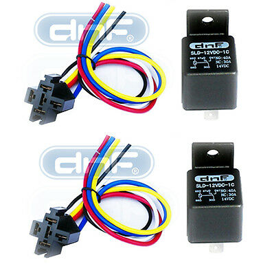 Dnf 2 Pair 12v 30/40 Amp Bosch Style S Relay With Harness Socket Spdt Automotive
