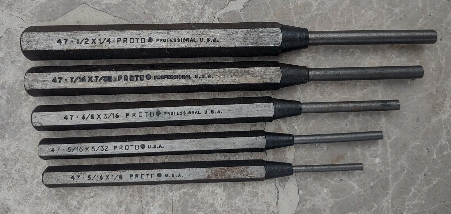 Proto Pin Punch Set Round Shank Set Incomplete Lot Of 5