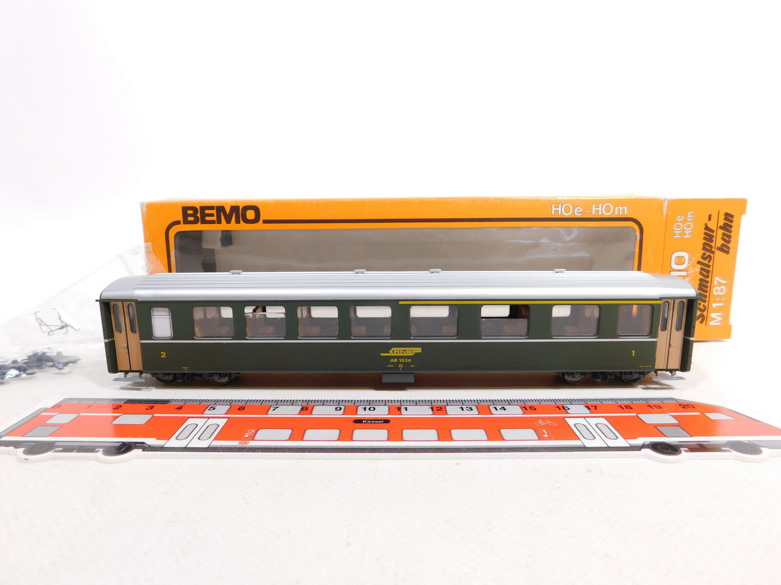 Cu687-0, 5 # Bemo H0m/dc 3251 114 Passenger Car From 1534 Rhb , Very Good +box