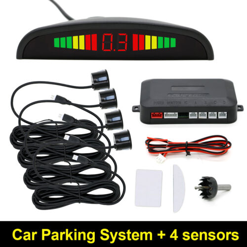 Car Reverse Parking Sensor Rear 4 Sensors Lcd Display Audio Buzzer Alarm Kit