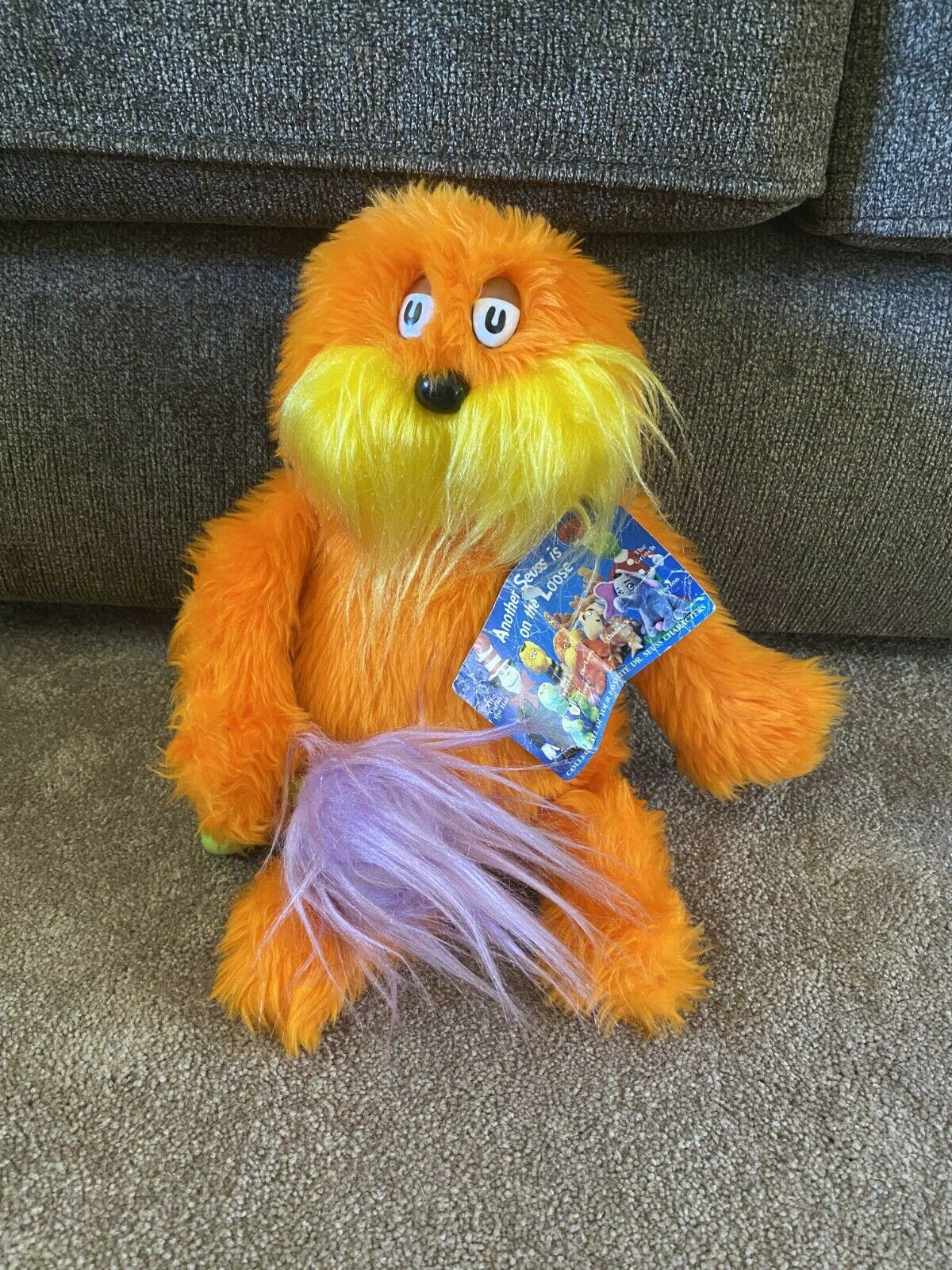 Coleco Dr. Seuss The Lorax Plush Stuffed Toy Orange 18" 1983 Vintage Tags