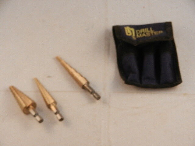 Drill Master Unibits "new" Set Of 3 Large To Small