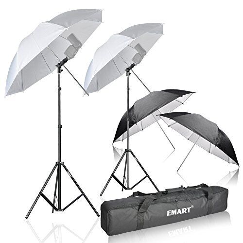 Emart Photo Studio Double Off Camera Speedlight Flash Umbrella Kit Shoemount ...